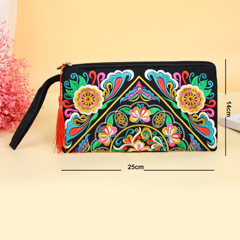 Dragon Butterfly Cosmos Flower Embroidery Wallet Shopping Purse - Image 24