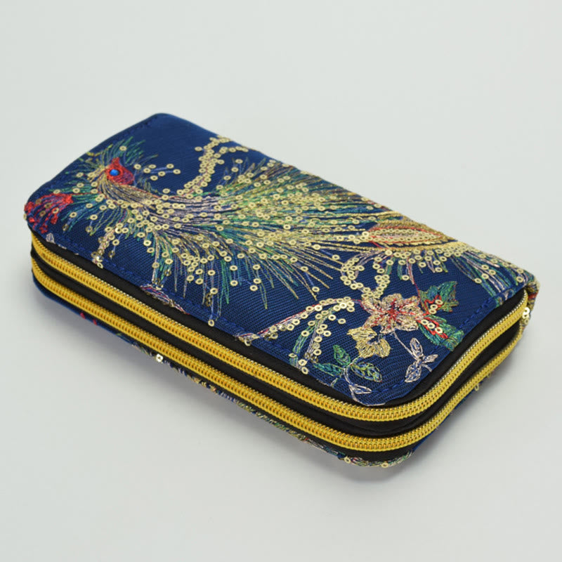 Peacock Double-sided Embroidery Cash Holder Wallet Shopping Purse - Image 7