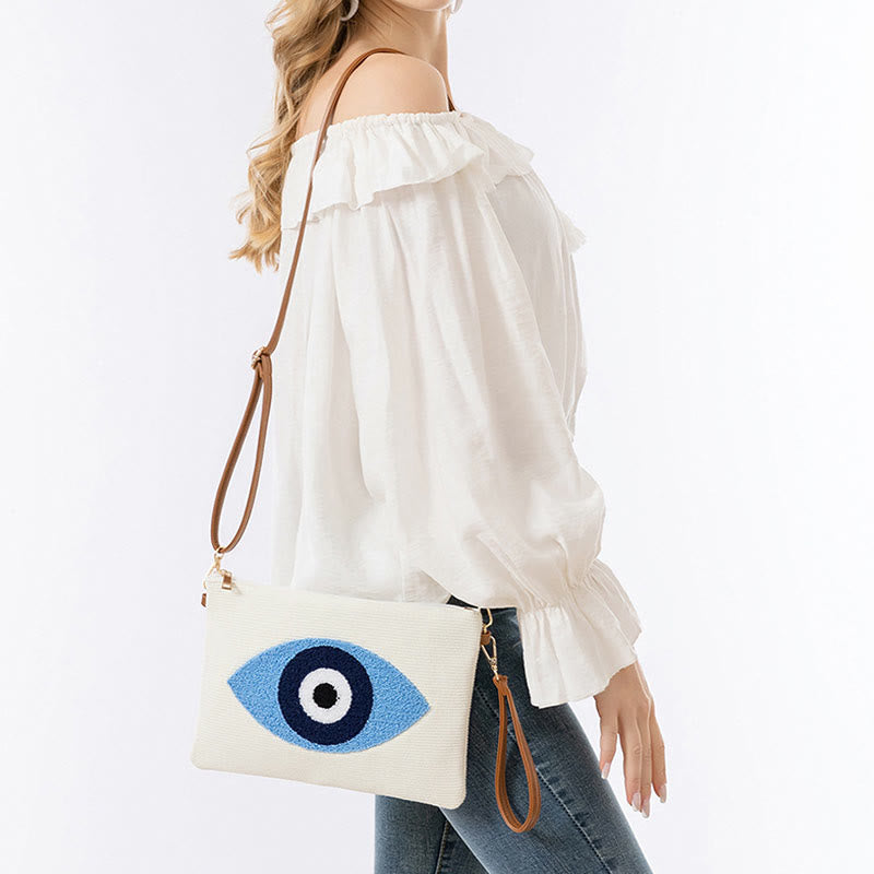 Evil Eye Leaf Hamsa Canvas Crossbody Bag Shoulder Bag Handbag - Image 9