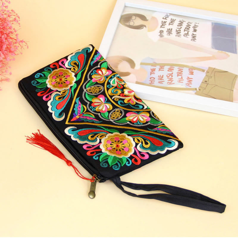Dragon Butterfly Cosmos Flower Embroidery Wallet Shopping Purse - Image 20