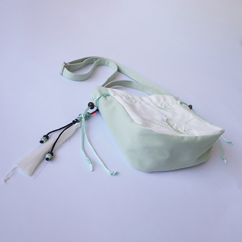Handmade Embroidered Flowers Canvas Tote Shoulder Bag Handbag - Image 6