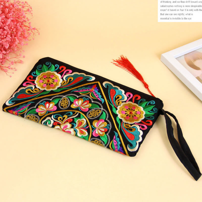 Dragon Butterfly Cosmos Flower Embroidery Wallet Shopping Purse - Image 21