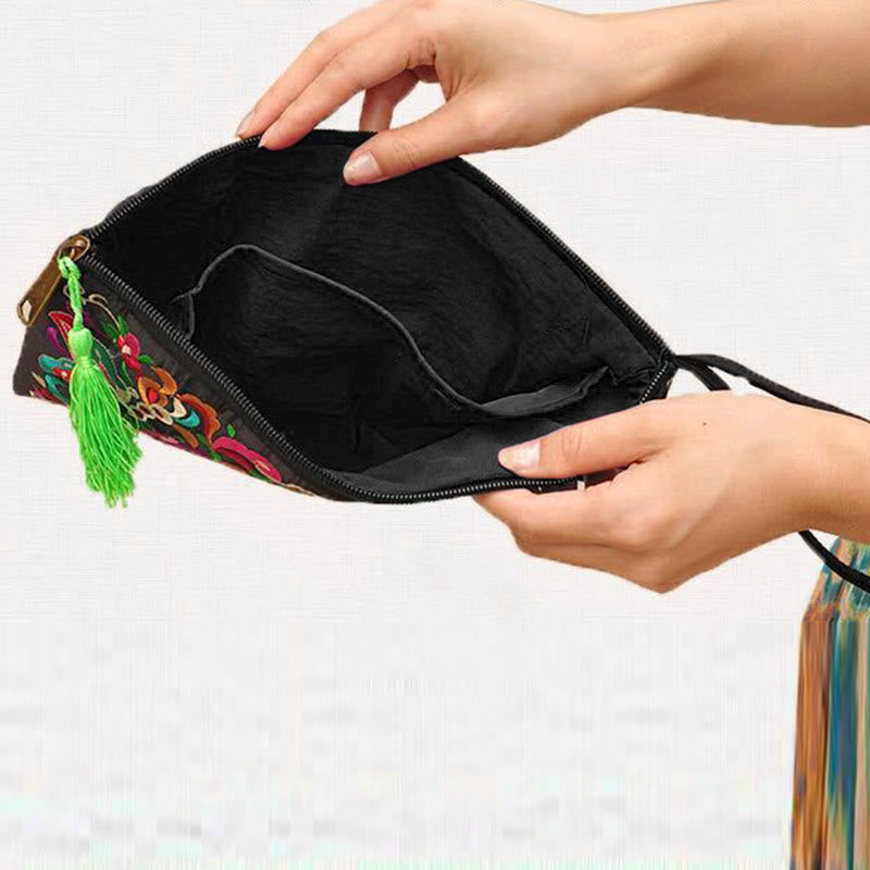 Dragon Butterfly Cosmos Flower Embroidery Wallet Shopping Purse - Image 13