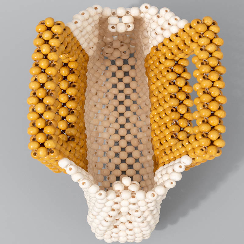 Hand-woven Wooden Beads Square Tote Handbag - Image 4