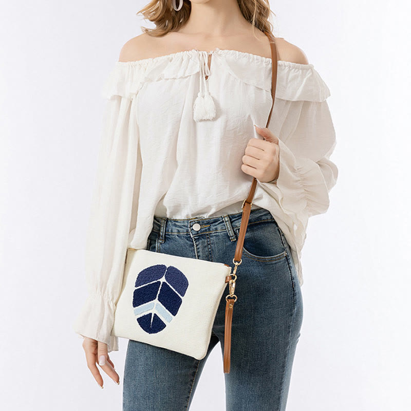 Evil Eye Leaf Hamsa Canvas Crossbody Bag Shoulder Bag Handbag - Image 14