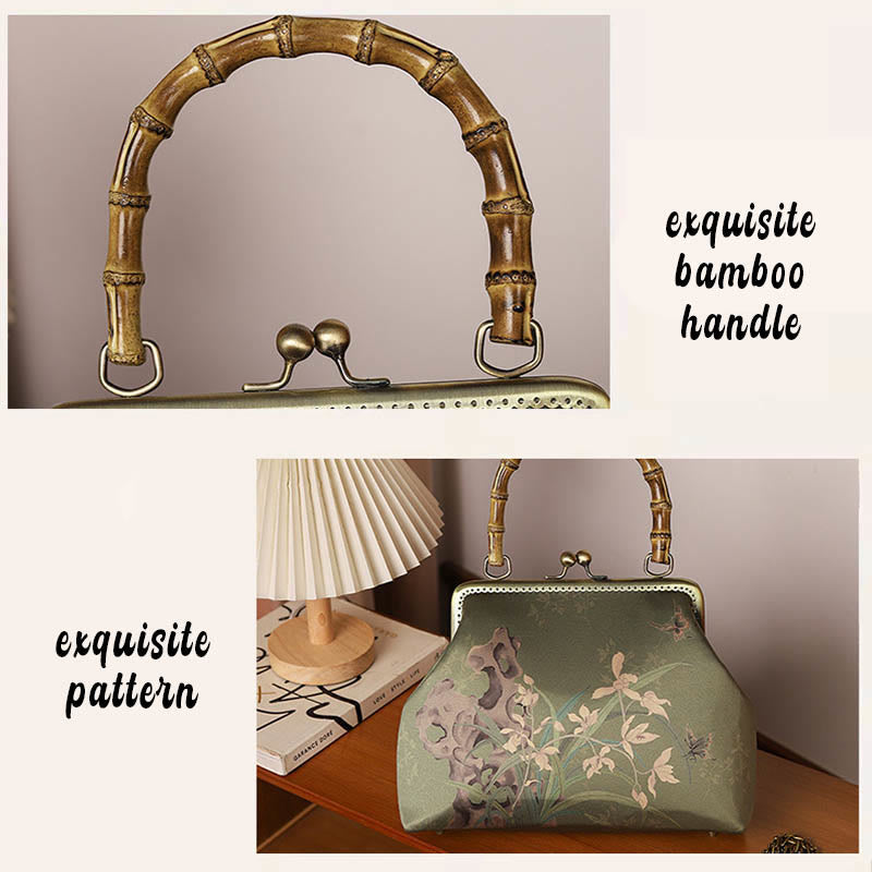 Green Plants Mountains Bamboo Handle Metal Chain Crossbody Bag Handbags - Image 7