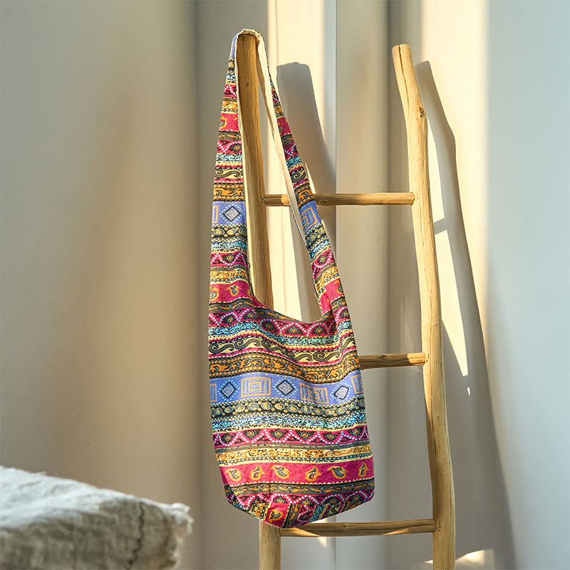 Colored Stripes Cotton Crossbody Bag Shoulder Bag - Image 2