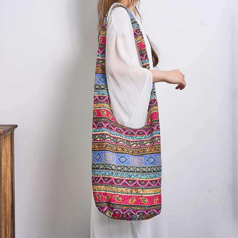 Colored Stripes Cotton Crossbody Bag Shoulder Bag - Image 4