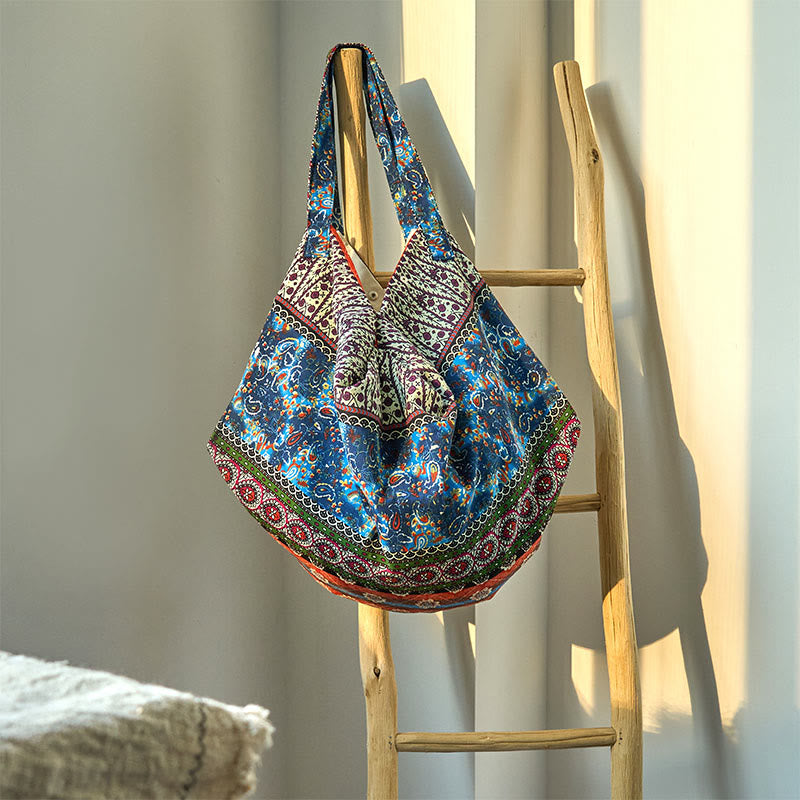Colored Stripes Pattern Cotton Shoulder Bag - Image 2