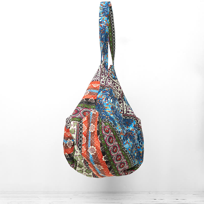 Colored Stripes Pattern Cotton Shoulder Bag - Image 3