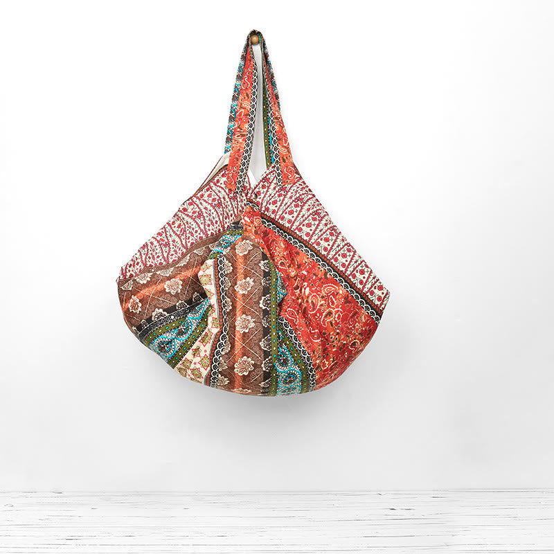 Colored Stripes Pattern Cotton Shoulder Bag - Image 5