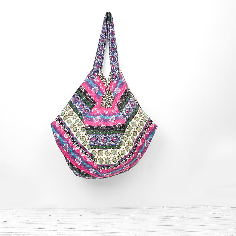 Colored Stripes Pattern Cotton Shoulder Bag - Image 13