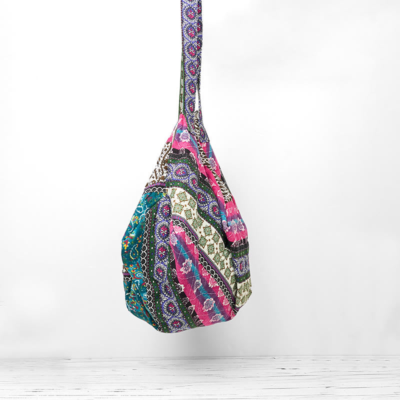 Colored Stripes Pattern Cotton Shoulder Bag - Image 15