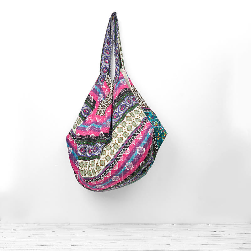 Colored Stripes Pattern Cotton Shoulder Bag - Image 14