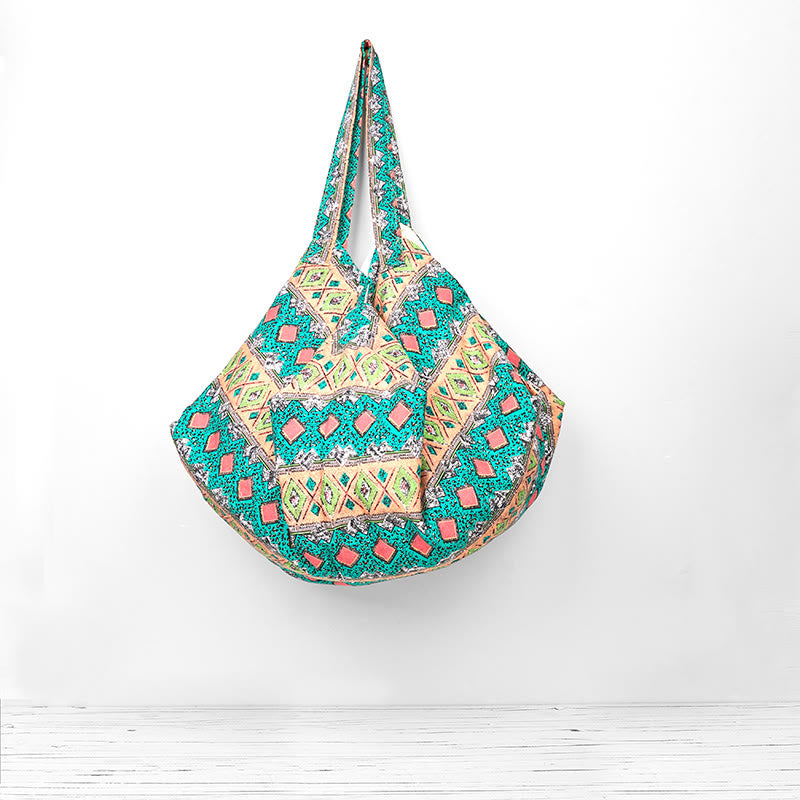 Colored Stripes Pattern Cotton Shoulder Bag - Image 19