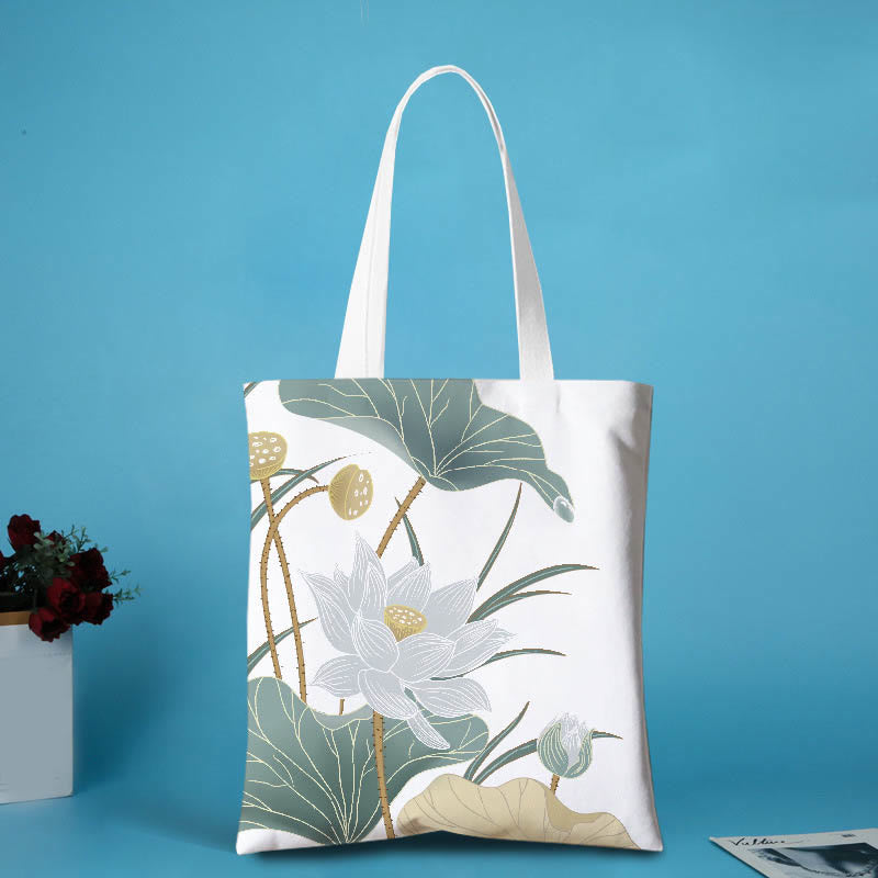 Canvas Metal Lotus Shoulder Bag - Image 3