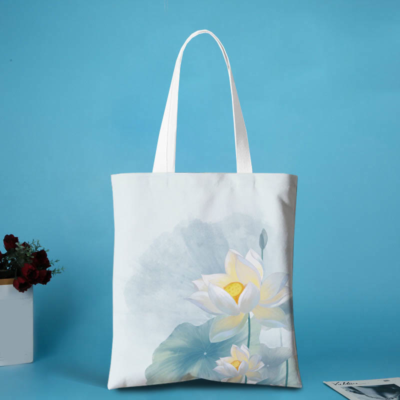 Canvas Metal Lotus Shoulder Bag - Image 2