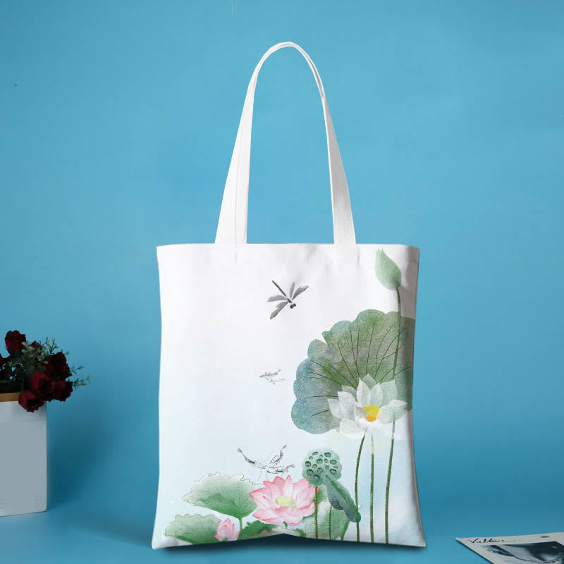 Canvas Metal Lotus Shoulder Bag - Image 4