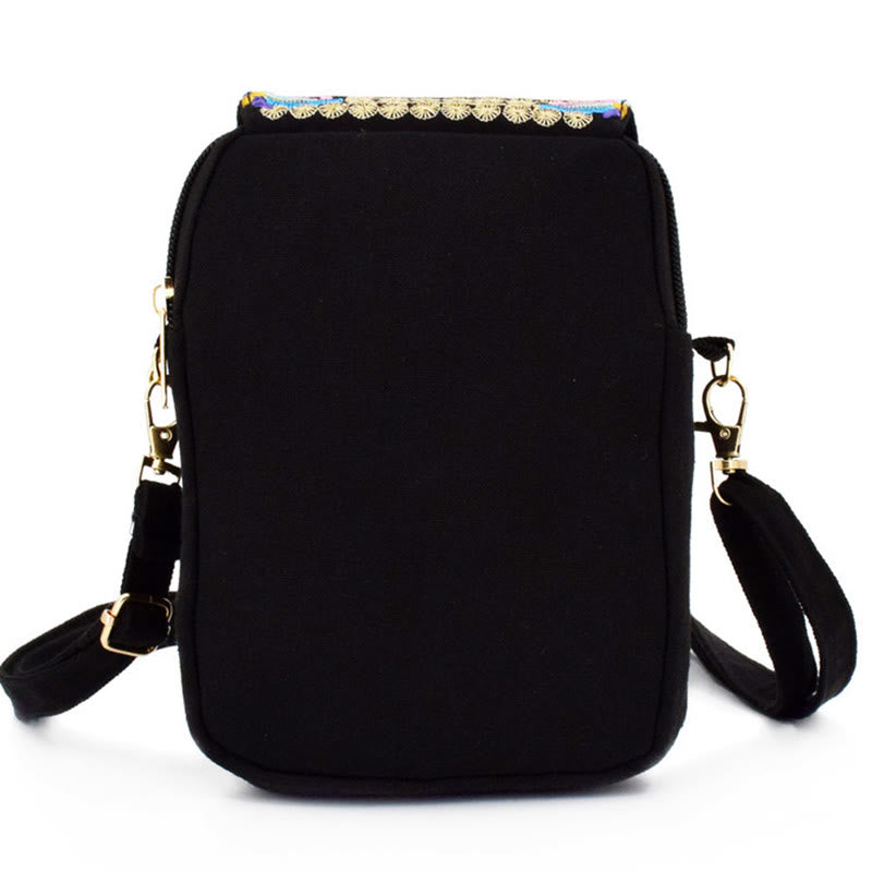Inula Flower Peony Embroidery Canvas Shopping Purse Handbag Crossbody Bag - Image 11