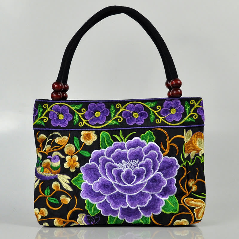 Money Tree Peony Phoenix Apple Blossom Double-Sided Embroidery Cotton Canvas Shopping Purse Handbag - Image 23