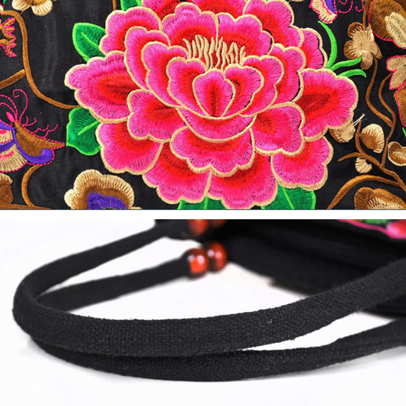 Money Tree Peony Phoenix Apple Blossom Double-Sided Embroidery Cotton Canvas Shopping Purse Handbag - Image 20