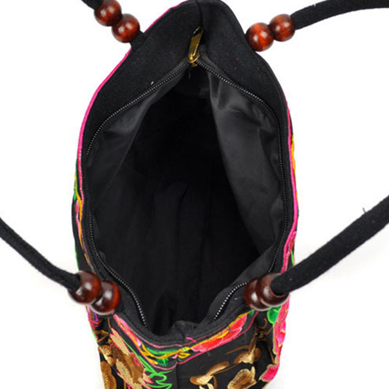 Money Tree Peony Phoenix Apple Blossom Double-Sided Embroidery Cotton Canvas Shopping Purse Handbag - Image 19