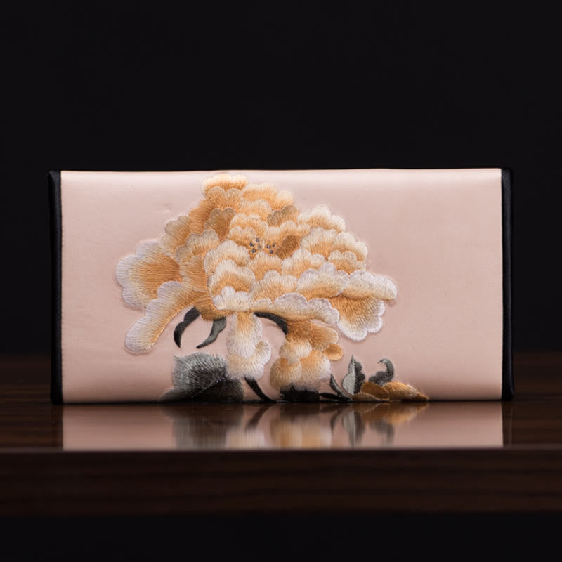 Peony Flower Su Embroidery Journey Shopping Long Purse Handbag - Image 2