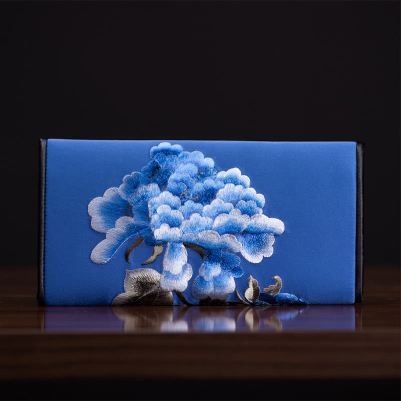 Peony Flower Su Embroidery Journey Shopping Long Purse Handbag - Image 19