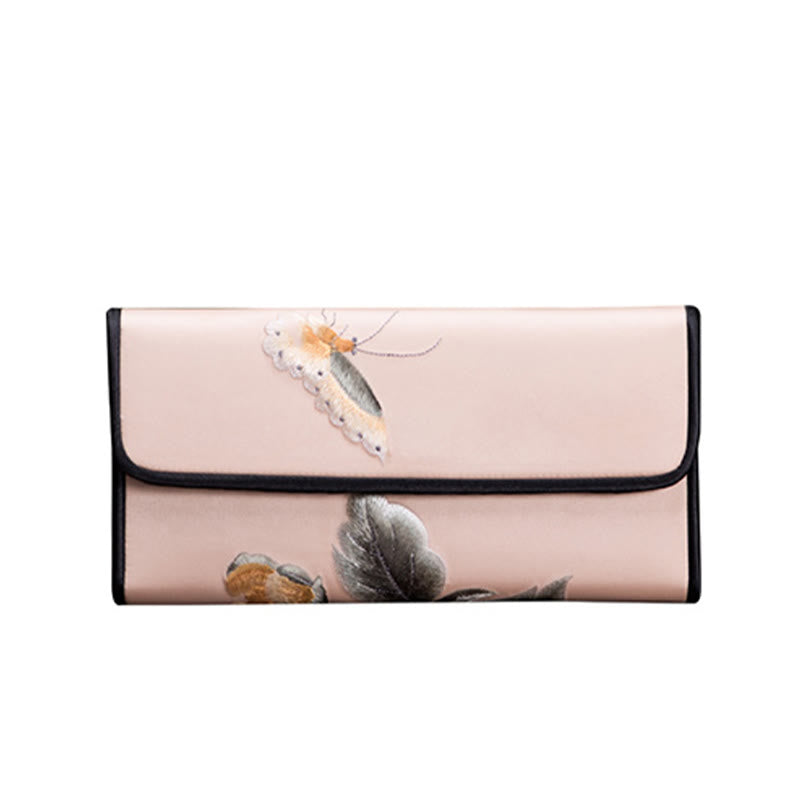 Peony Flower Su Embroidery Journey Shopping Long Purse Handbag - Image 10