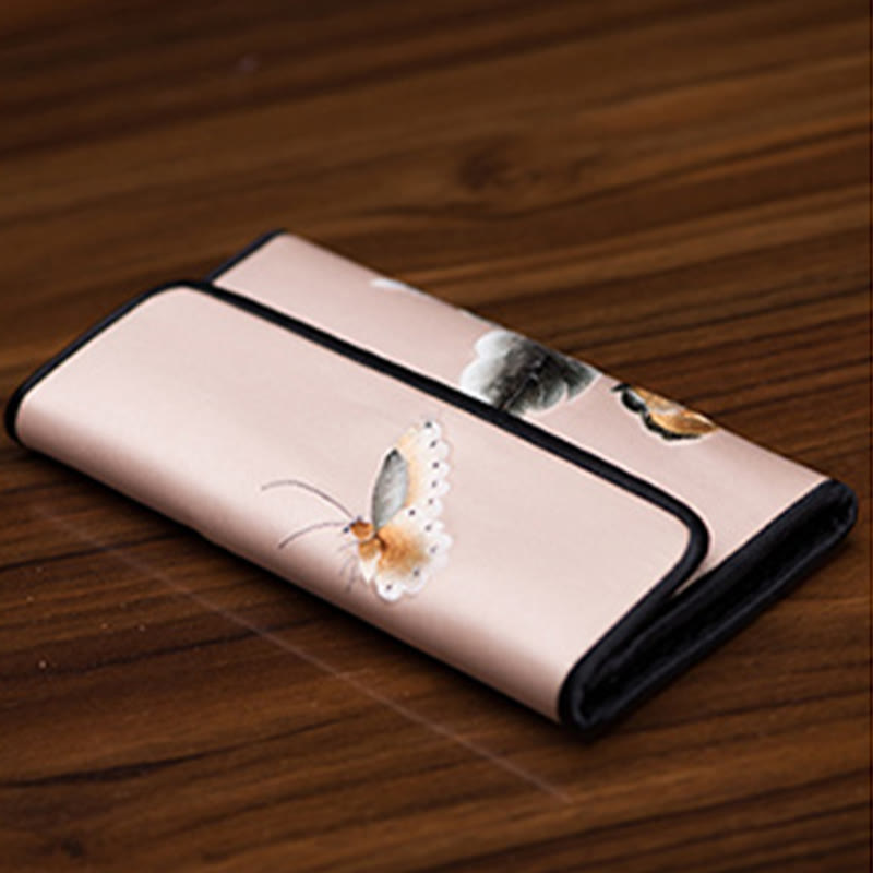 Peony Flower Su Embroidery Journey Shopping Long Purse Handbag - Image 4