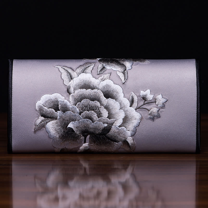 Peony Su Embroidery Journey Shopping Long Purse Handbag - Image 2