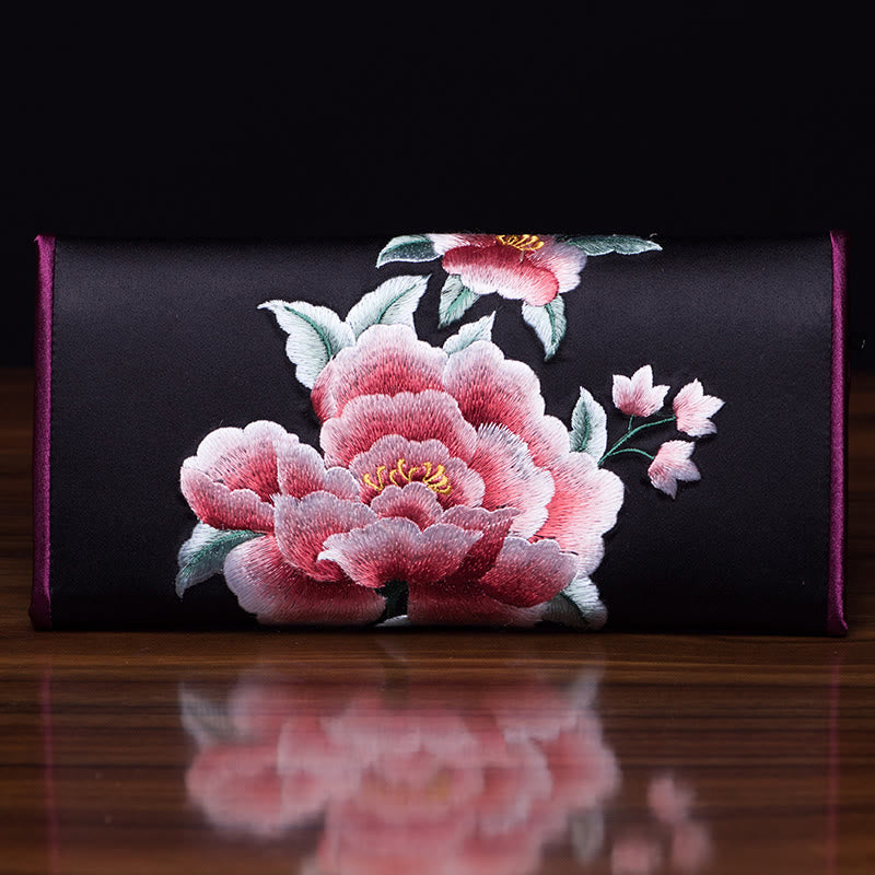 Peony Su Embroidery Journey Shopping Long Purse Handbag - Image 3