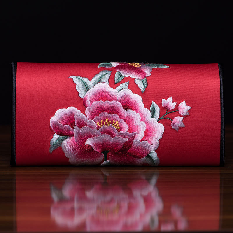 Peony Su Embroidery Journey Shopping Long Purse Handbag - Image 4