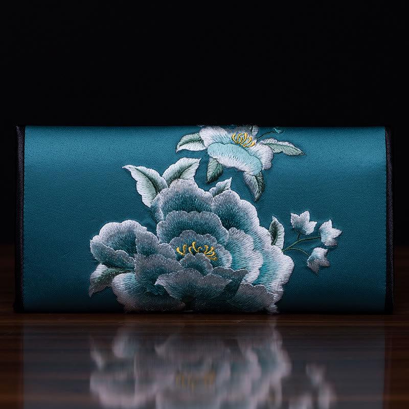Peony Su Embroidery Journey Shopping Long Purse Handbag - Image 5