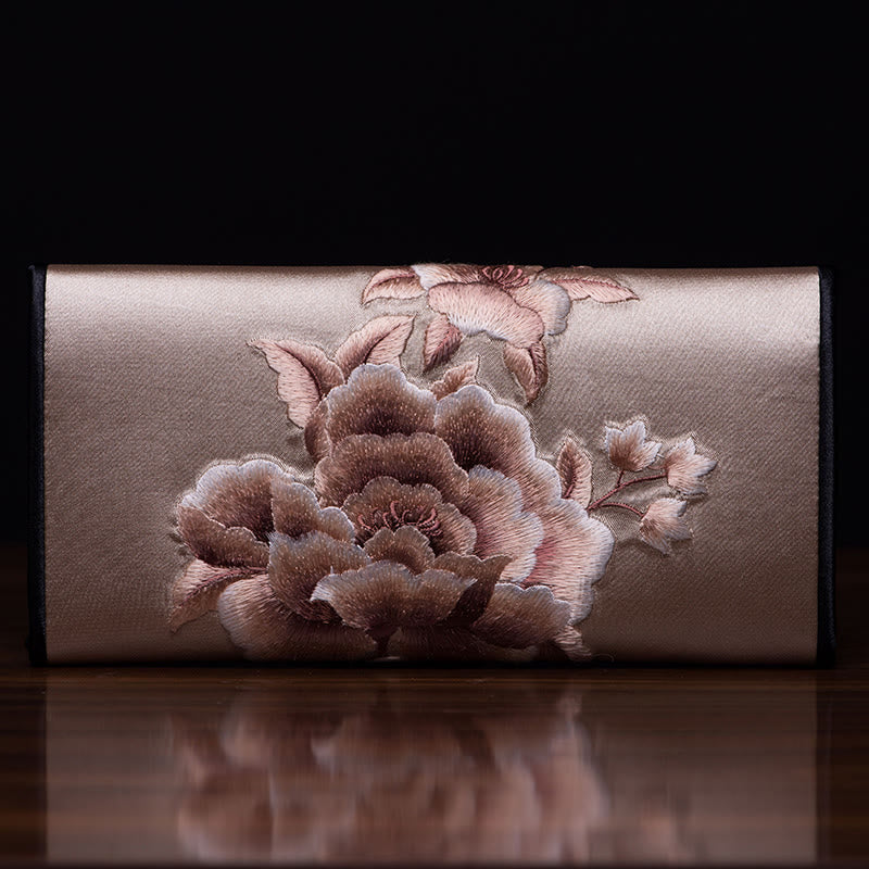 Peony Su Embroidery Journey Shopping Long Purse Handbag - Image 7