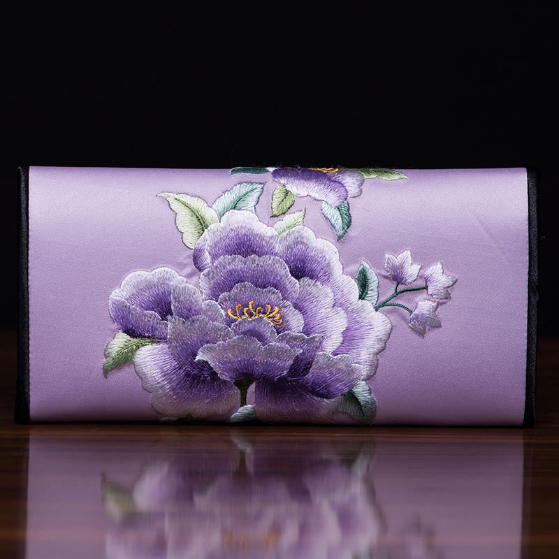Peony Su Embroidery Journey Shopping Long Purse Handbag - Image 8