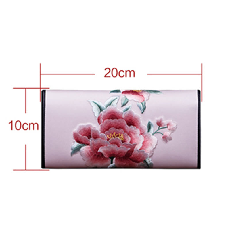 Peony Su Embroidery Journey Shopping Long Purse Handbag - Image 9