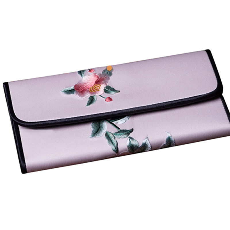 Peony Su Embroidery Journey Shopping Long Purse Handbag - Image 10