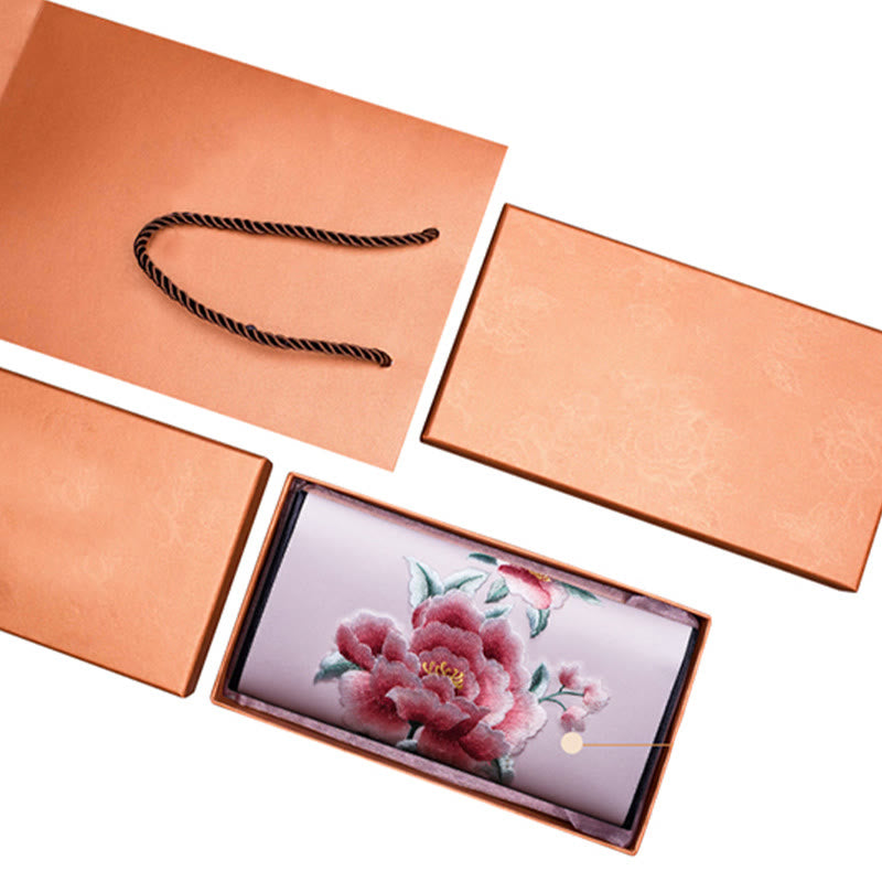 Peony Su Embroidery Journey Shopping Long Purse Handbag - Image 12