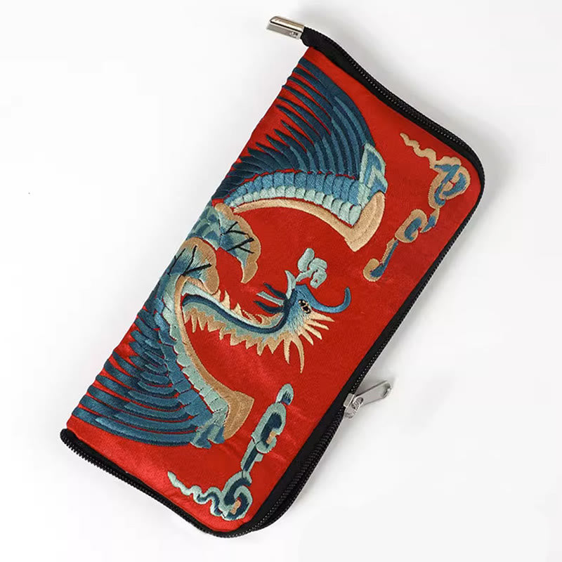 Mythical Beast Phoenix Dragon Qilin Su Embroidery Ticket Folder Storage Journey Shopping Purse Handbag - Image 12