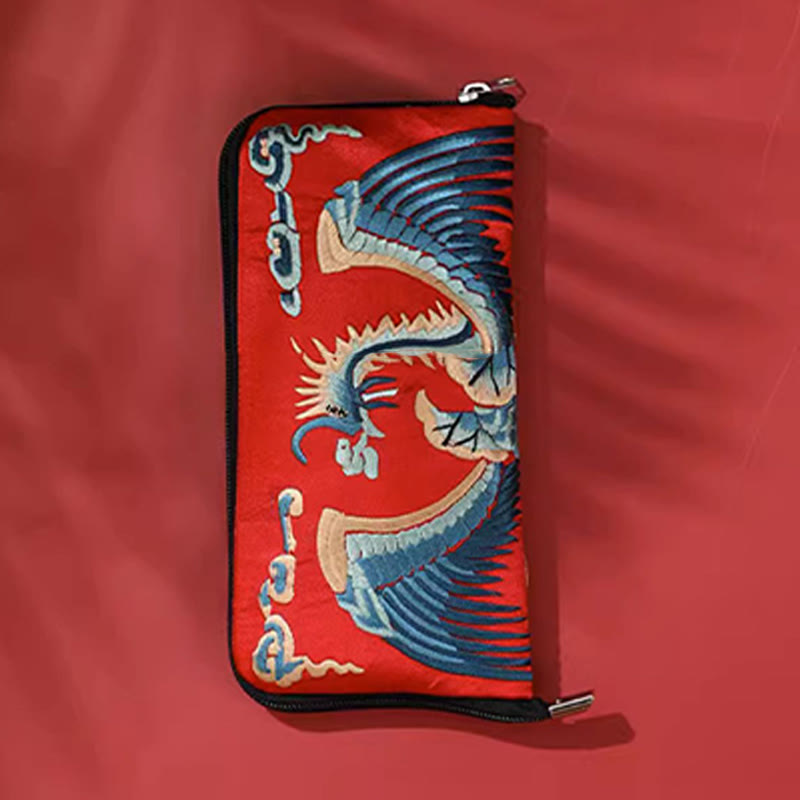 Mythical Beast Phoenix Dragon Qilin Su Embroidery Ticket Folder Storage Journey Shopping Purse Handbag - Image 4