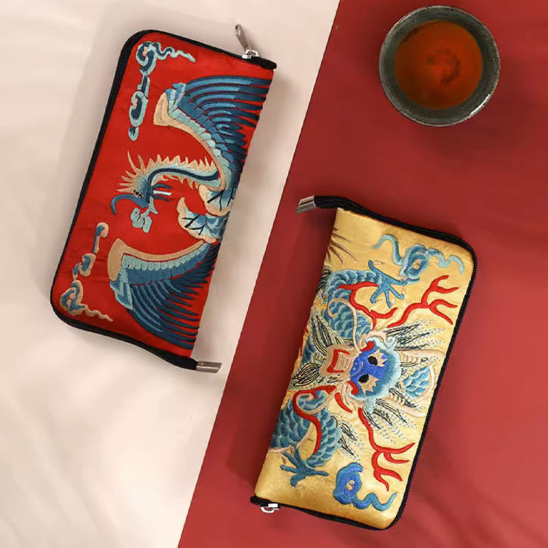 Mythical Beast Phoenix Dragon Qilin Su Embroidery Ticket Folder Storage Journey Shopping Purse Handbag - Image 20