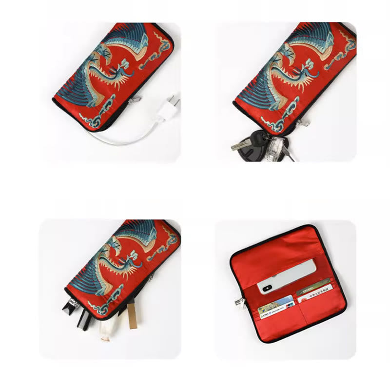 Mythical Beast Phoenix Dragon Qilin Su Embroidery Ticket Folder Storage Journey Shopping Purse Handbag - Image 6