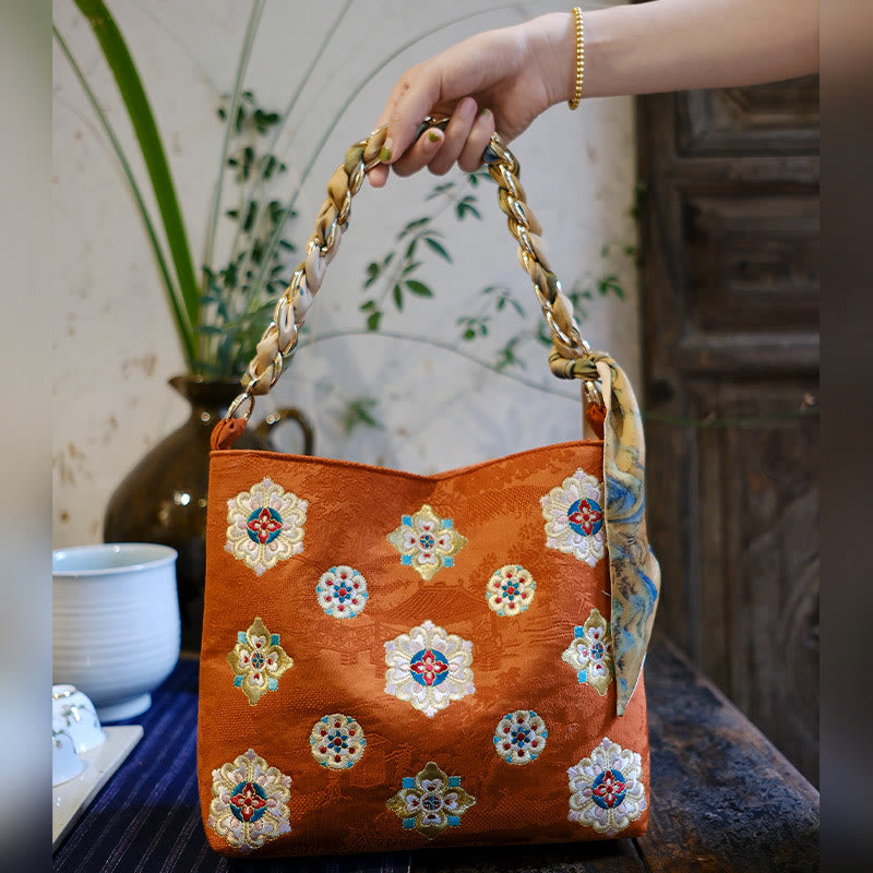 Satin Su Embroidery Journey Shopping Shoulder Bag Handbag Crossbody Bag - Image 7