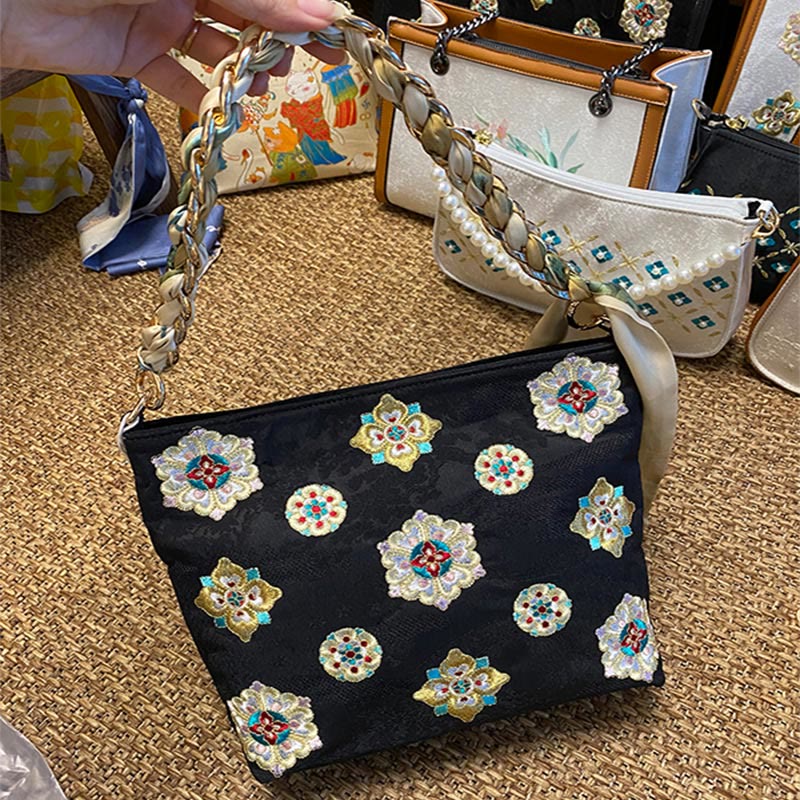 Satin Su Embroidery Journey Shopping Shoulder Bag Handbag Crossbody Bag - Image 15
