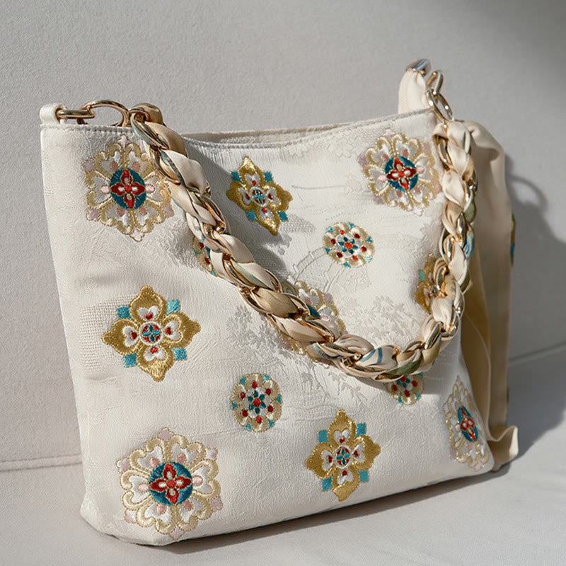 Satin Su Embroidery Journey Shopping Shoulder Bag Handbag Crossbody Bag - Image 20
