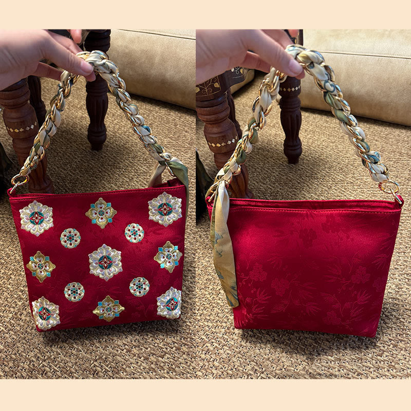 Satin Su Embroidery Journey Shopping Shoulder Bag Handbag Crossbody Bag - Image 19