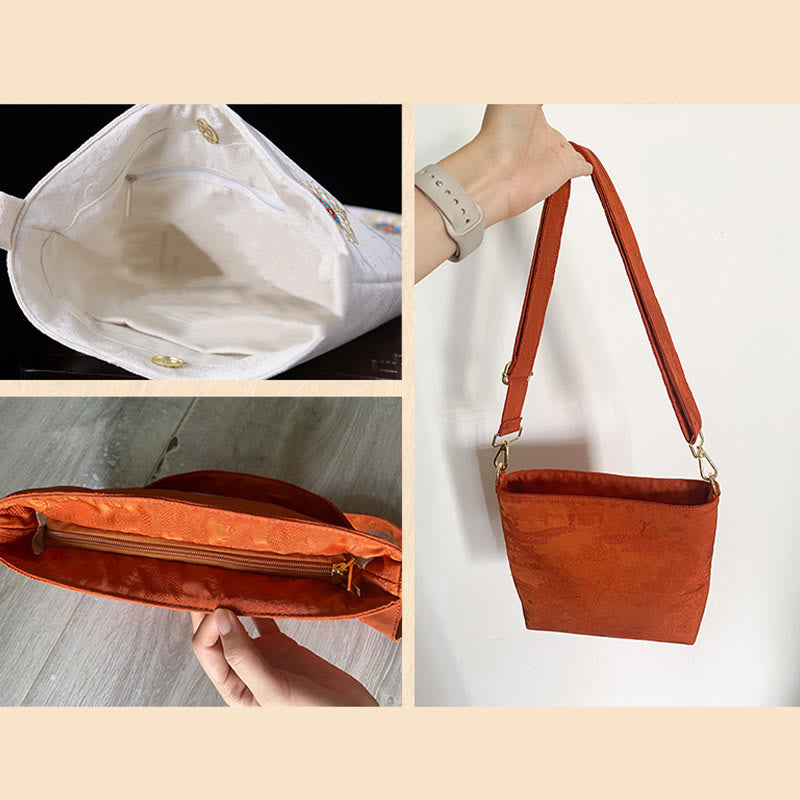 Satin Su Embroidery Journey Shopping Shoulder Bag Handbag Crossbody Bag - Image 8