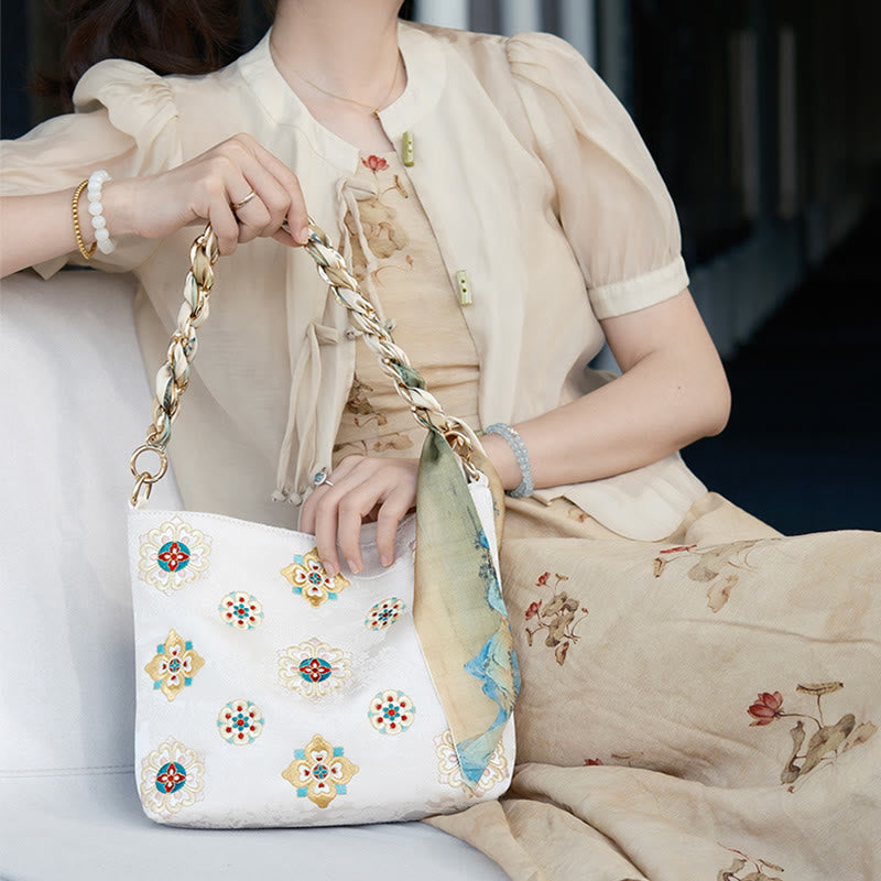 Satin Su Embroidery Journey Shopping Shoulder Bag Handbag Crossbody Bag - Image 27