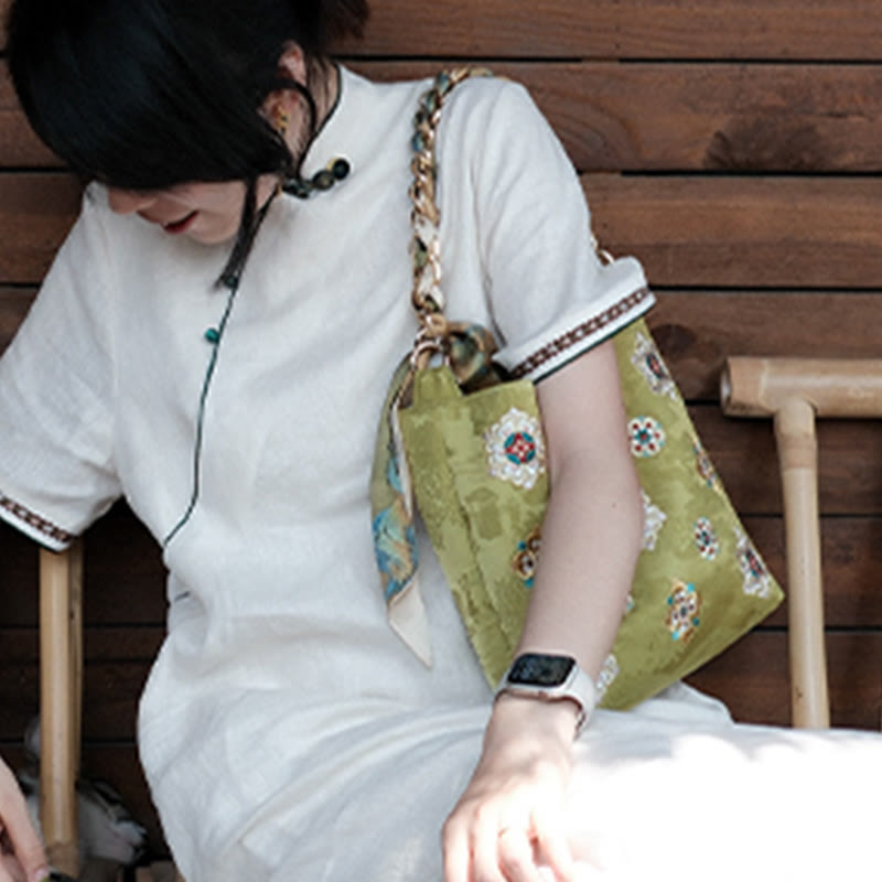 Satin Su Embroidery Journey Shopping Shoulder Bag Handbag Crossbody Bag - Image 4
